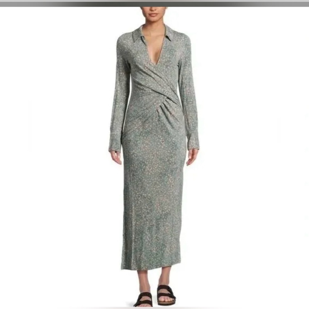 Free People Shayla Wrap Midi Dress In Mint Combo